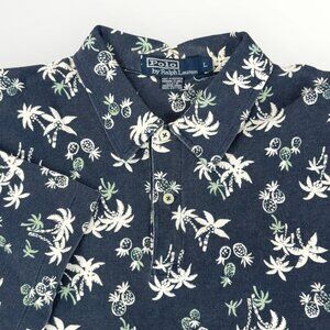 Vintage Polo Ralph Lauren Mens Pineapple Palm Trees Single Stitch Polo Shirt USA